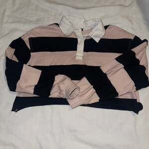 Fct Basics Striped Y2K Cropped Academia Blokette Rugby Shirt-Small